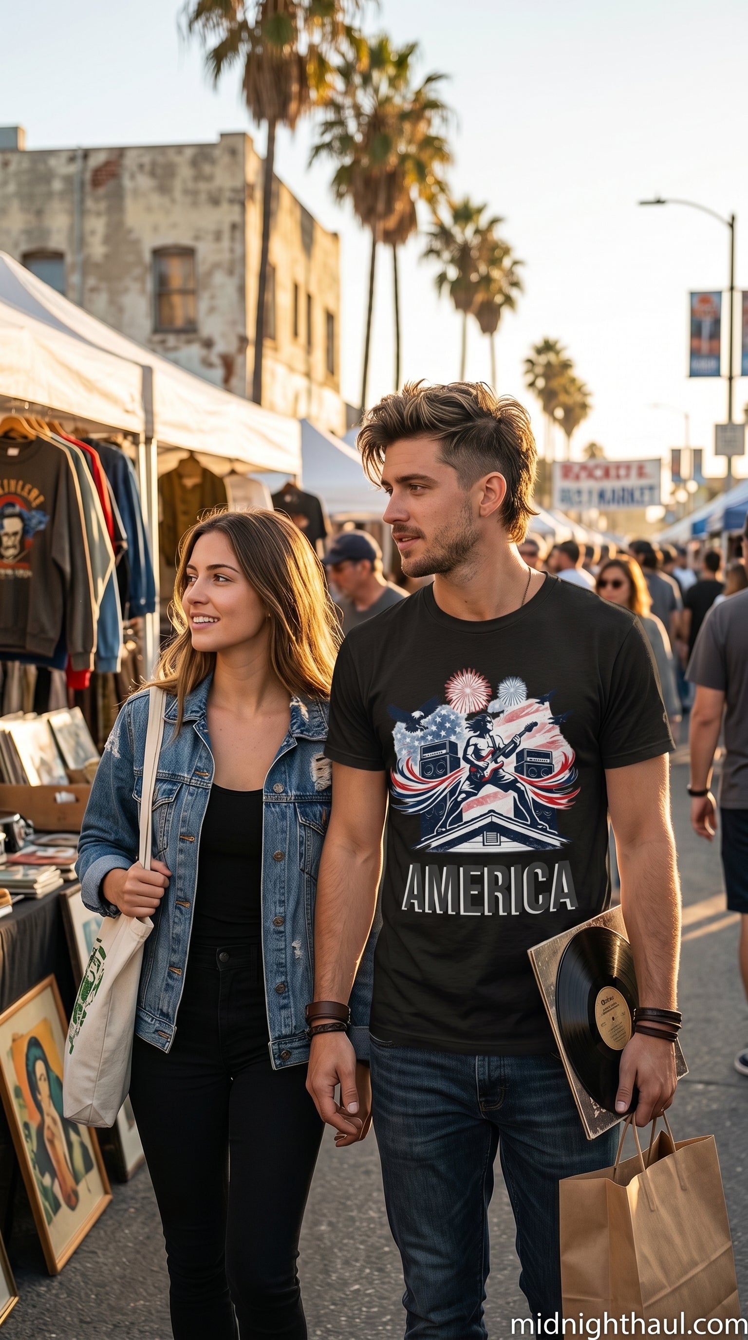 AMERICA | Premium Unisex Heavyweight T-Shirt | Patriotic Fireworks Graphic Tee
