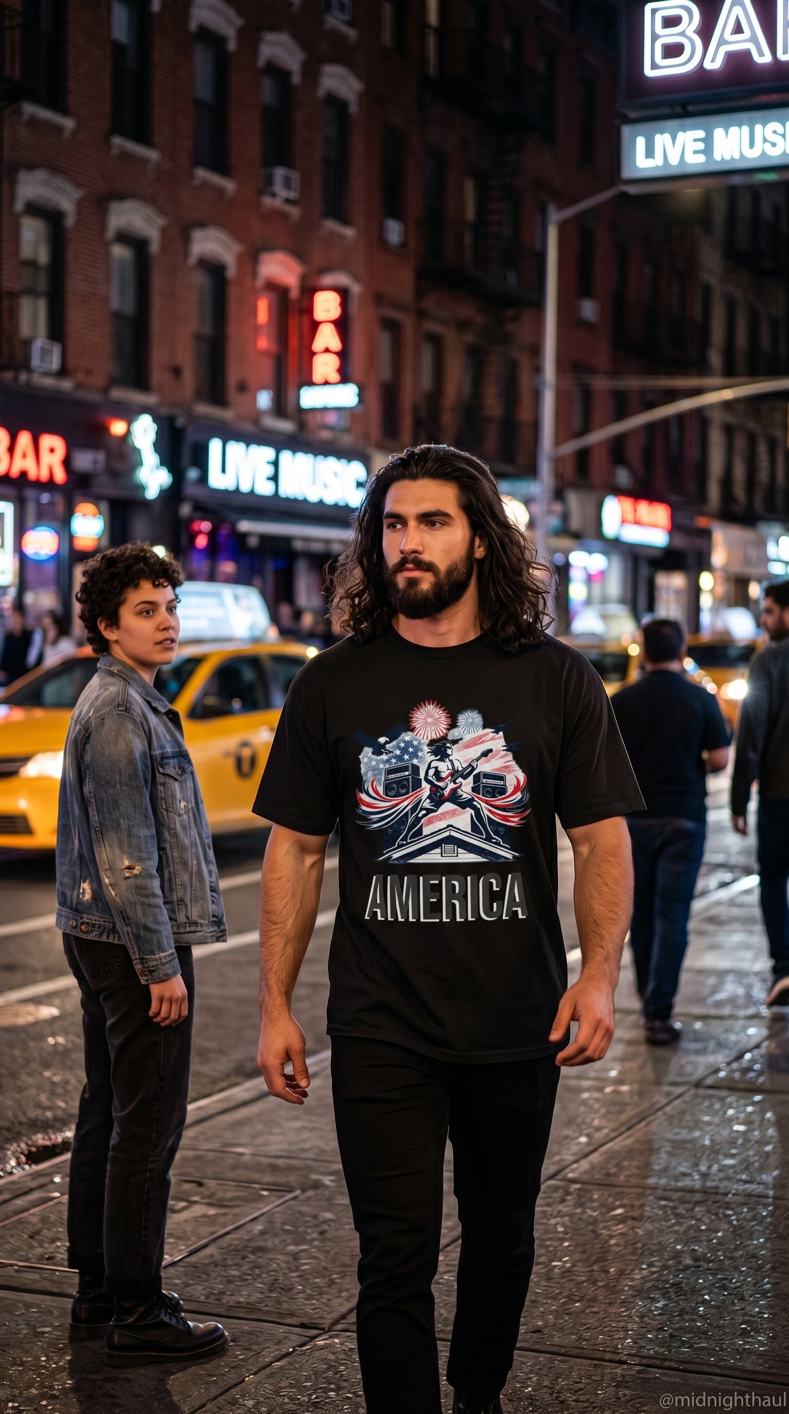 AMERICA | Premium Unisex Heavyweight T-Shirt | Patriotic Fireworks Graphic Tee