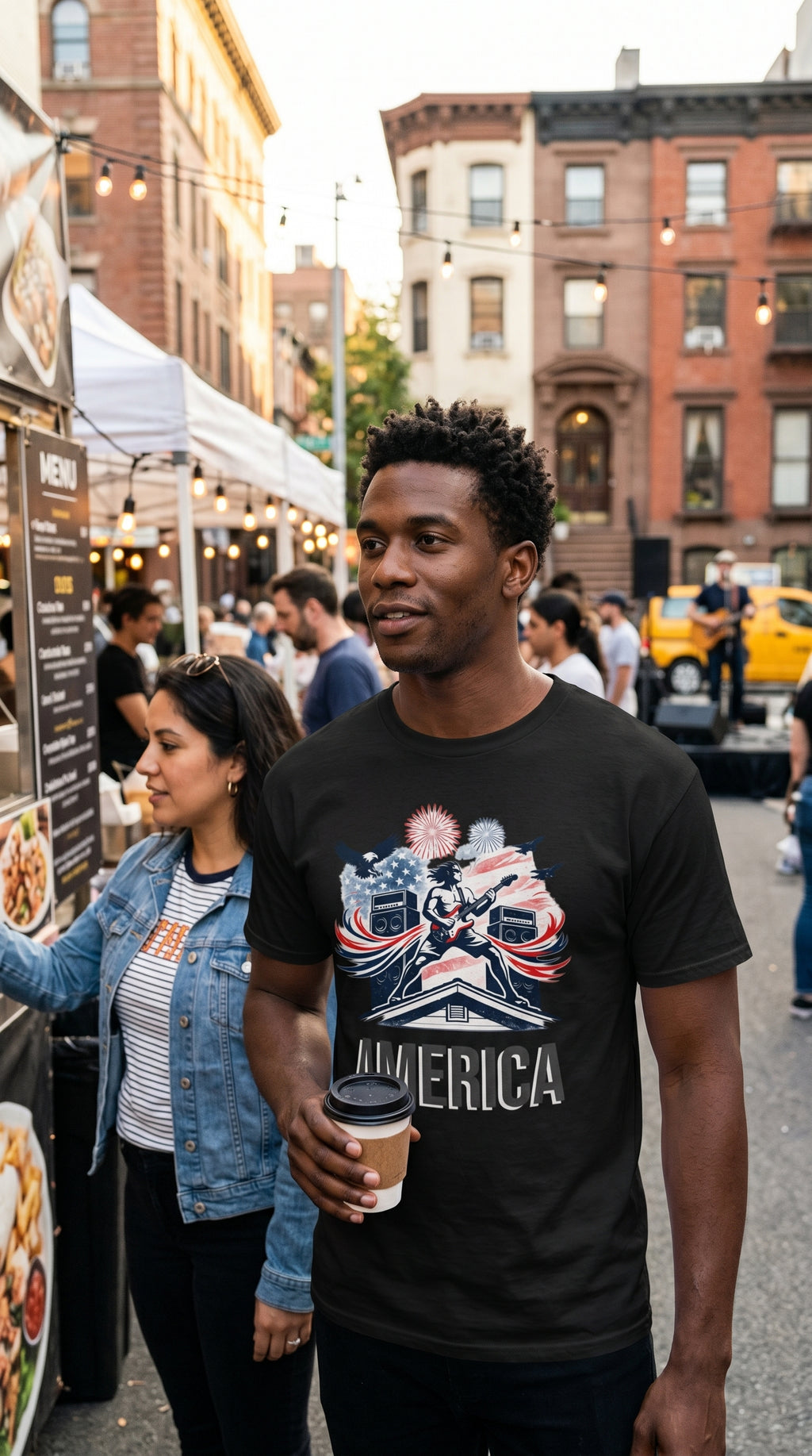AMERICA | Premium Unisex Heavyweight T-Shirt | Patriotic Fireworks Graphic Tee