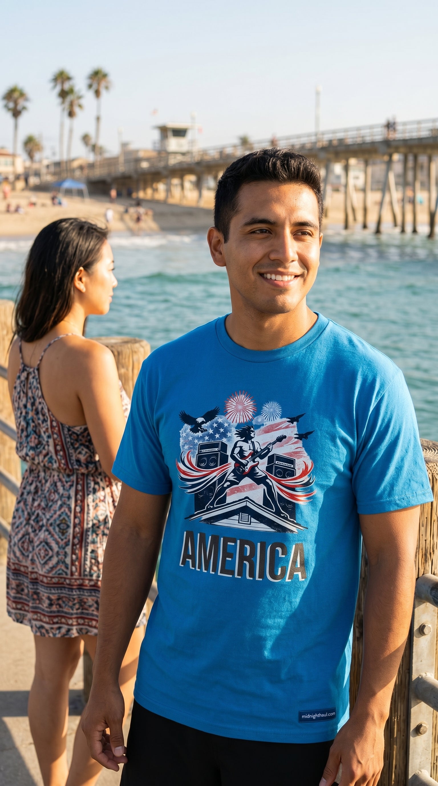AMERICA | Premium Unisex Heavyweight T-Shirt | Patriotic Fireworks Graphic Tee