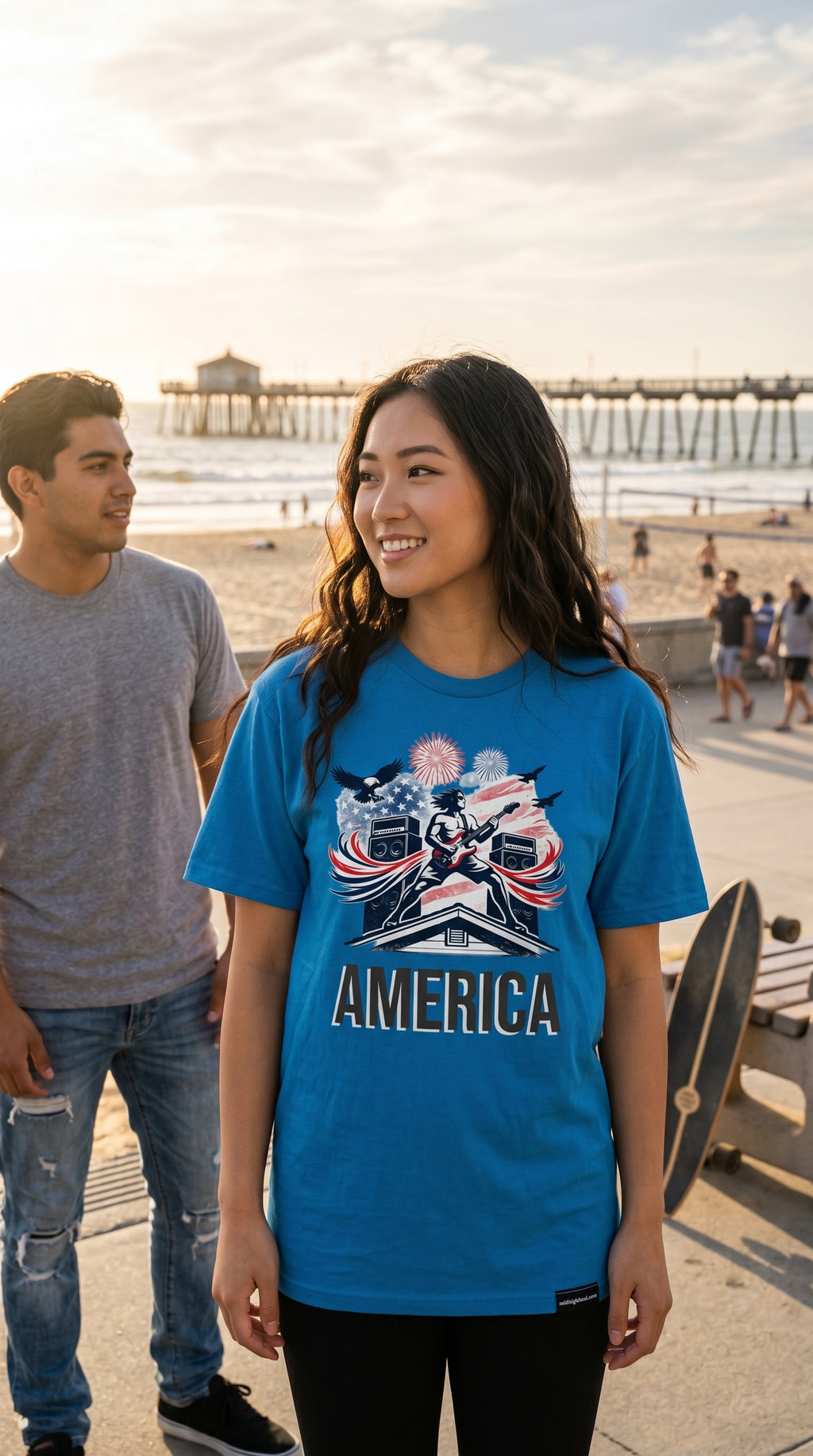 AMERICA | Premium Unisex Heavyweight T-Shirt | Patriotic Fireworks Graphic Tee
