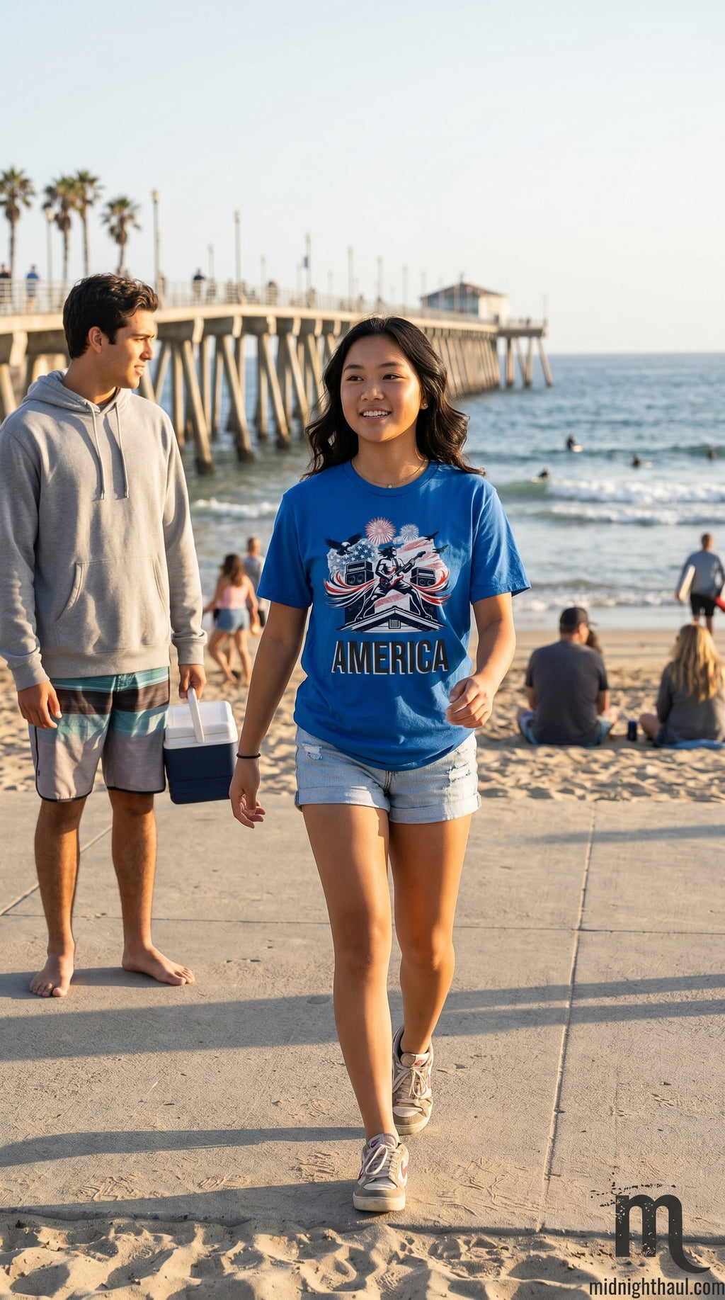 AMERICA | Premium Unisex Heavyweight T-Shirt | Patriotic Fireworks Graphic Tee