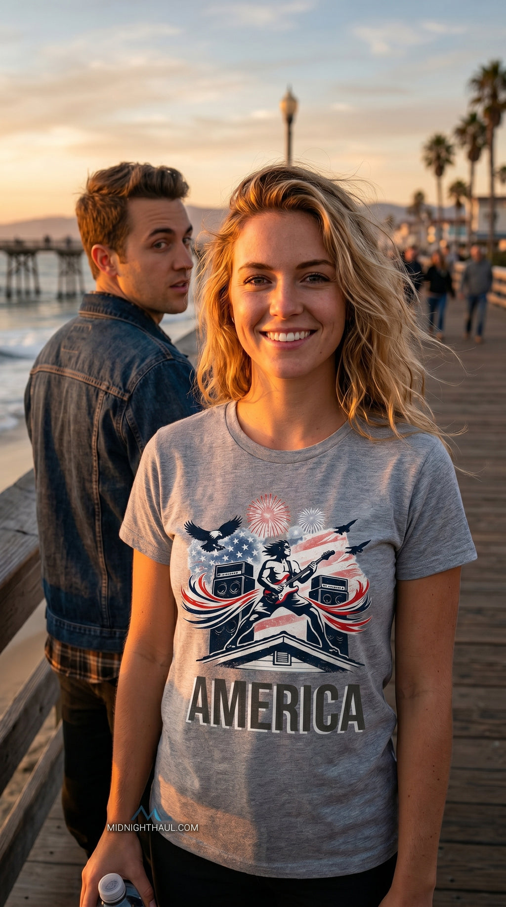 AMERICA | Premium Unisex Heavyweight T-Shirt | Patriotic Fireworks Graphic Tee