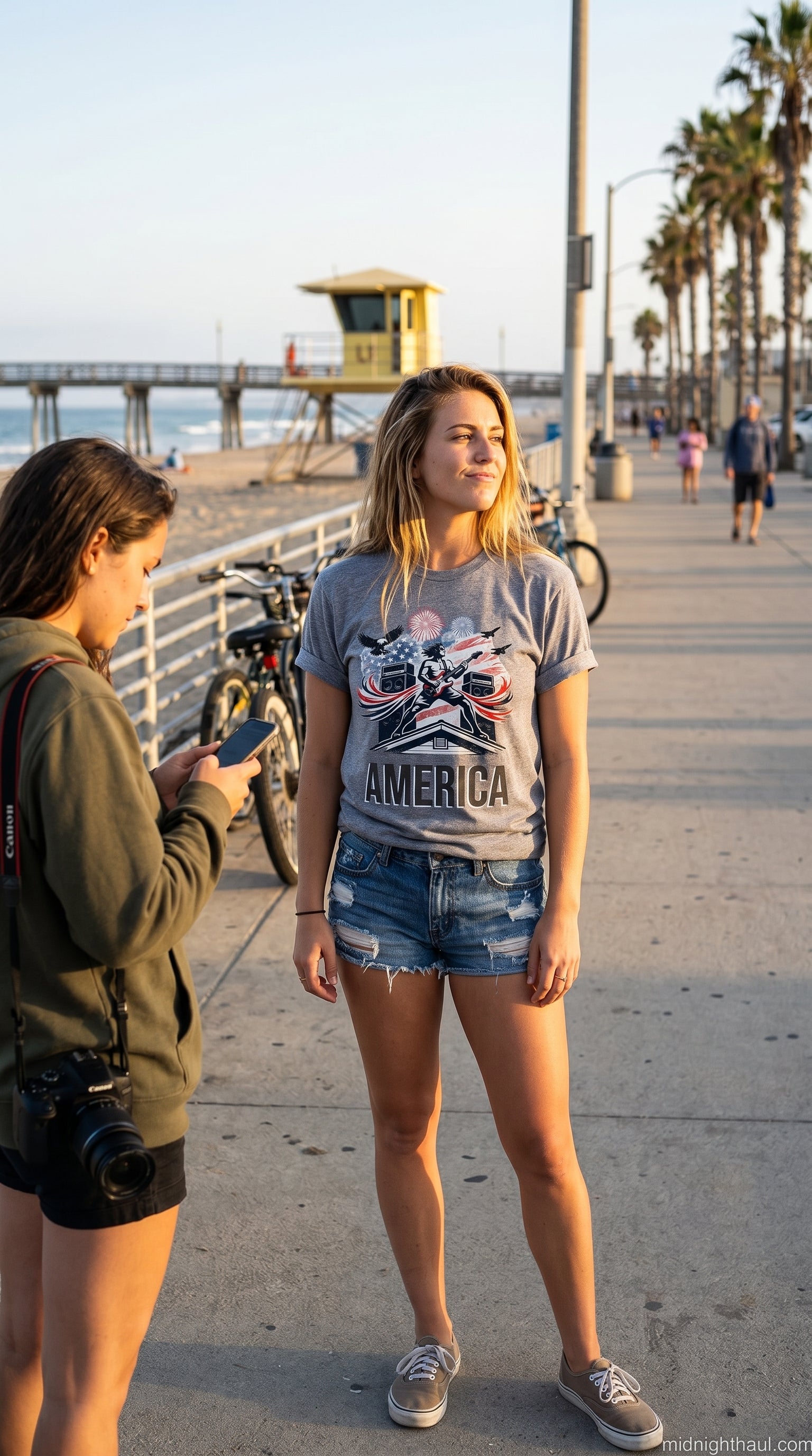 AMERICA | Premium Unisex Heavyweight T-Shirt | Patriotic Fireworks Graphic Tee