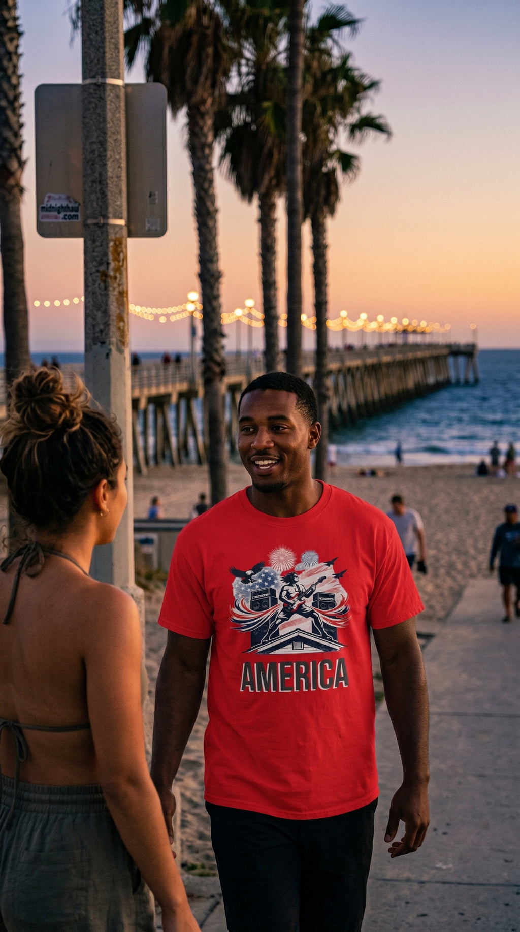 AMERICA | Premium Unisex Heavyweight T-Shirt | Patriotic Fireworks Graphic Tee