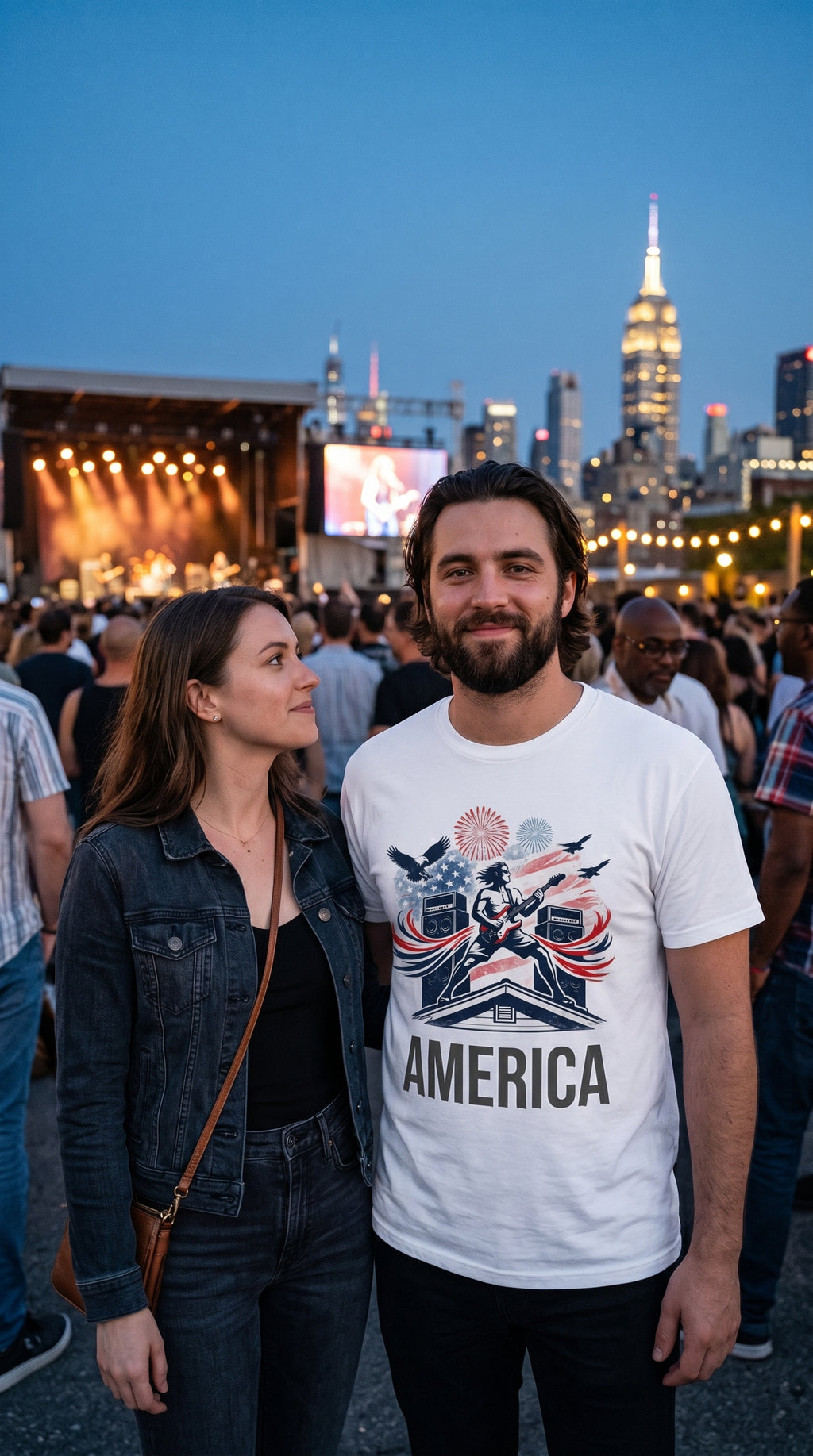 AMERICA | Premium Unisex Heavyweight T-Shirt | Patriotic Fireworks Graphic Tee