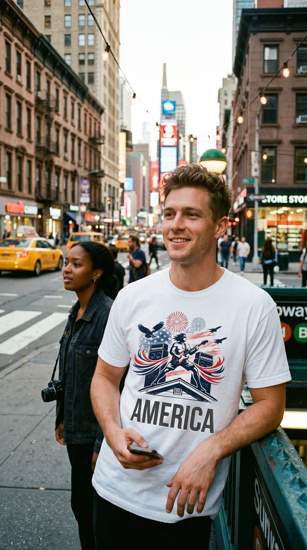 AMERICA | Premium Unisex Heavyweight T-Shirt | Patriotic Fireworks Graphic Tee