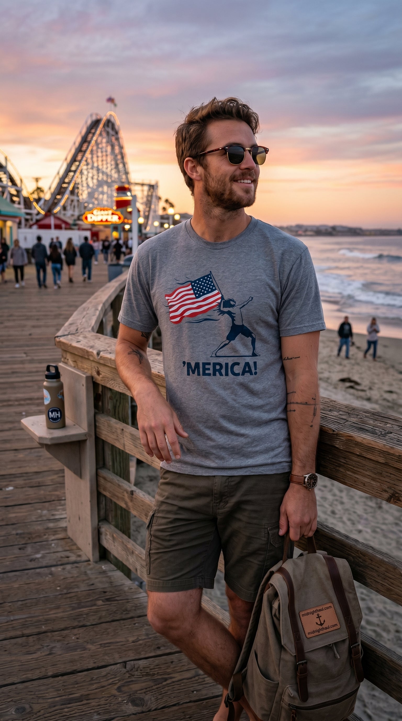'MERICA! | Premium Unisex Heavyweight T-Shirt | Patriotic American Flag Graphic Tee