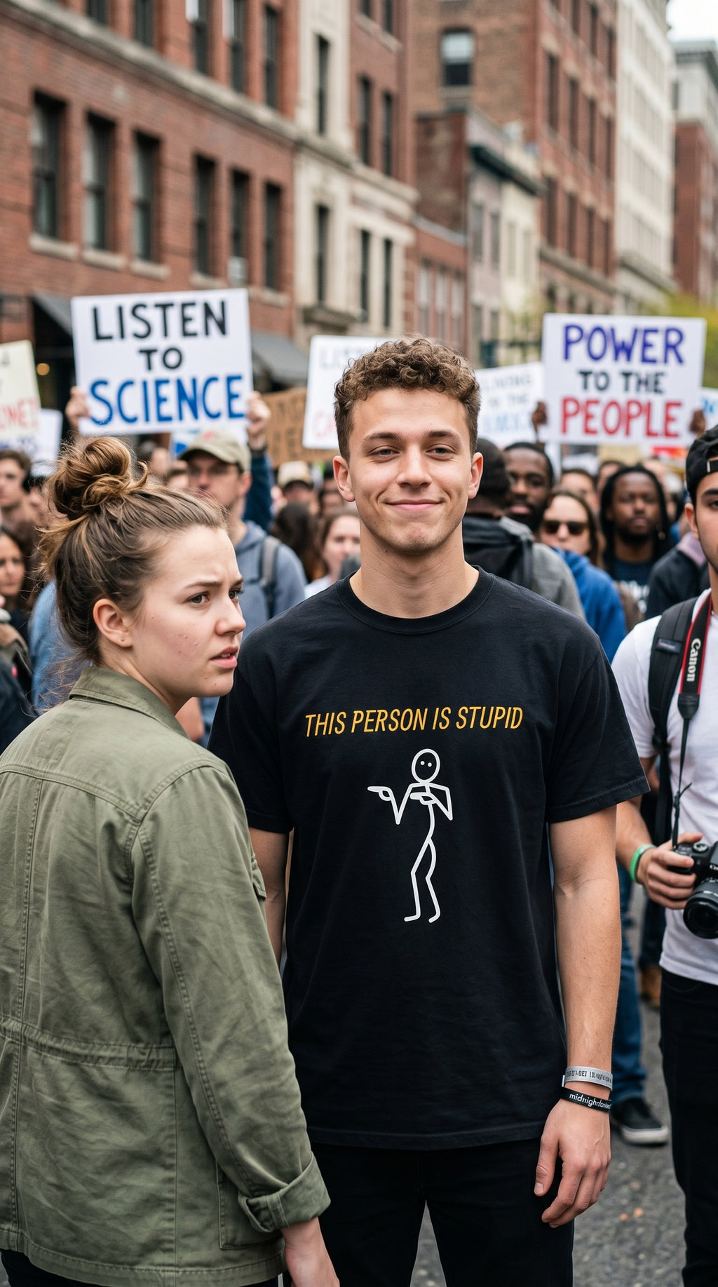 <--- This person is stupid | Comfort Colors Black Garment-Dyed Heavyweight T-Shirt | Edgy Sarcastic Graphic Tee
